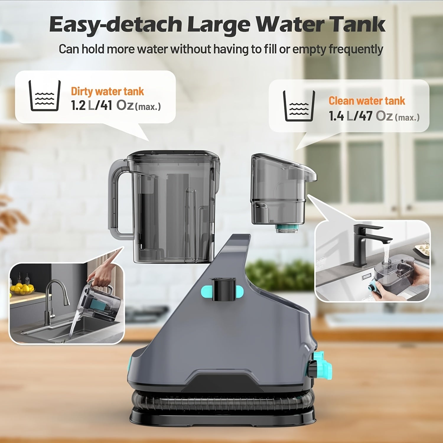 650W qoʻl bilan ishlovchi gilam tozalagich, divan, pardalar, avtomobil, uy hayvonlari tuklarini olib tashlash uchun spreyi bilan