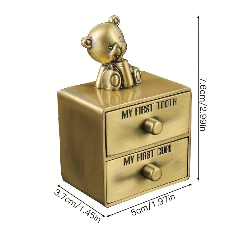 Bolalar uchun mustahkam metall esdalik qutisi - Qiziqarli Evropa qo'g'irchoq dizayni, birinchi tish va sochni saqlash uchun mukammal