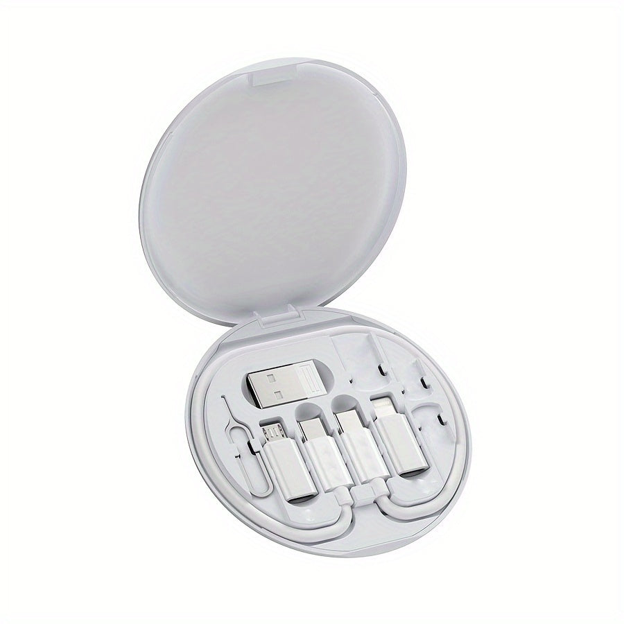 Chegaralararo sayohat uchun ko'p funksiyali besh-in-bir ma'lumot kabeli bilan PD mobil telefonini zaryadlash uchun saqlash qutisi.