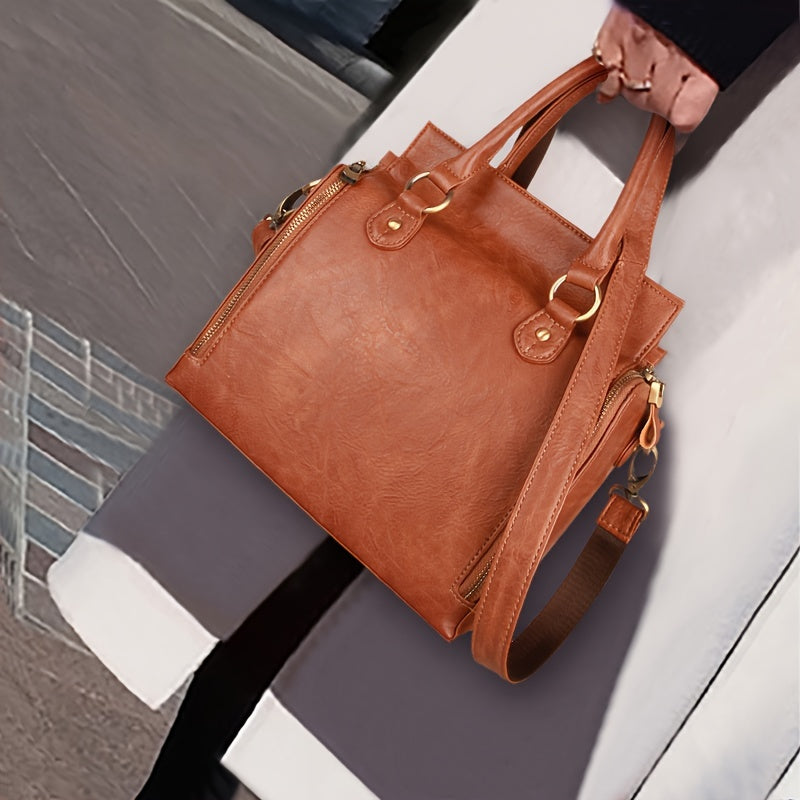 Moda ayollar uchun to'plam sumkasi, sozlanadigan yelka tasmasi, bir nechta bo'limlar va katta sig'imga ega, shu jumladan makiyaj sumkasi.