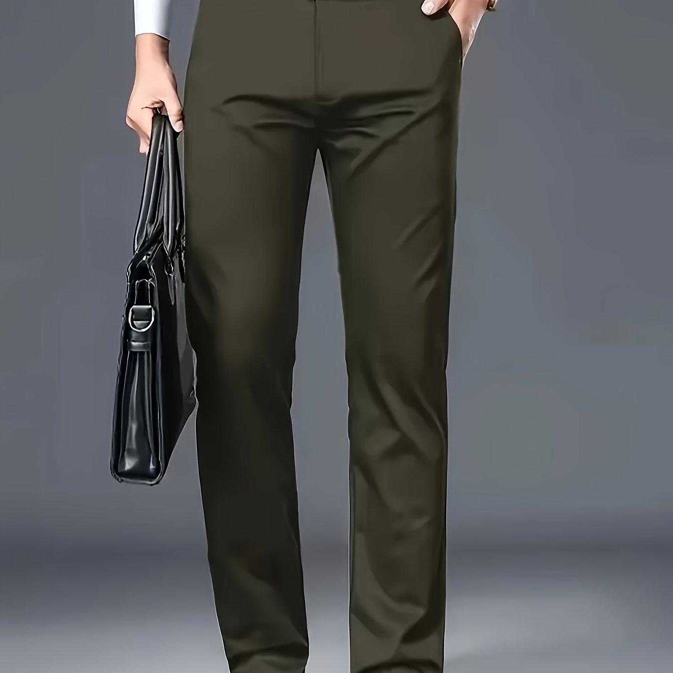 Pantalones de vestir ajustados burdeos para hombre, 100% poliéster, ropa formal para todas las estaciones