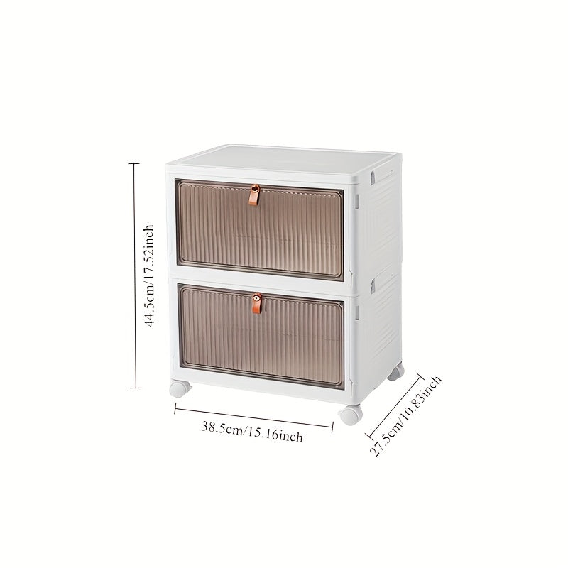 Foldable Plastic Storage Box with Clear Door for Clothes Books Toys in Bedroom Bathroom Office Living Room