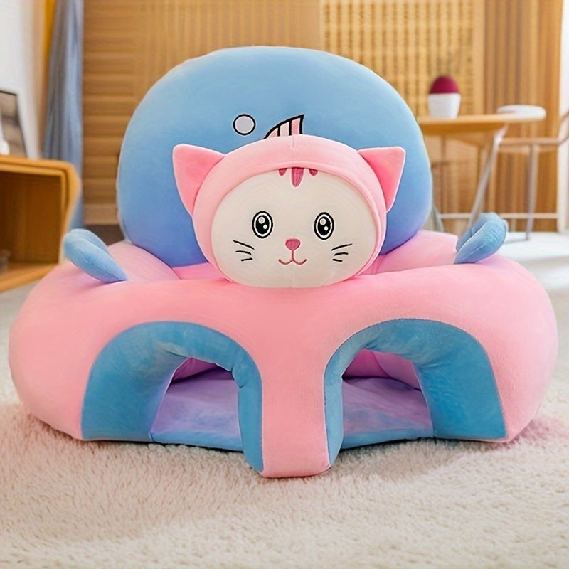 Baby Floor Seat with Plush Animal Design Support for Sitting Up Learning to Sit