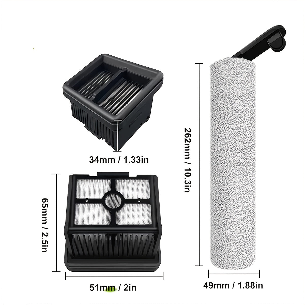 Dreame H12 Pro/H12 Plus filtr kartuşi uchun mos keladigan yumshoq tikanli rolikli cho'tka, quruq/ho'l ikki tomonlama foydalanish uchun vakuum tozalagich Hepa filtr aksessuarlar