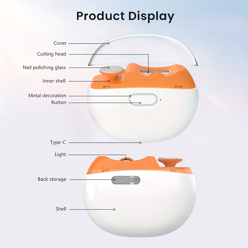 Cortapelos eléctricos para uñas recargables por USB con luz LED y pantalla digital. Seguro para todas las edades