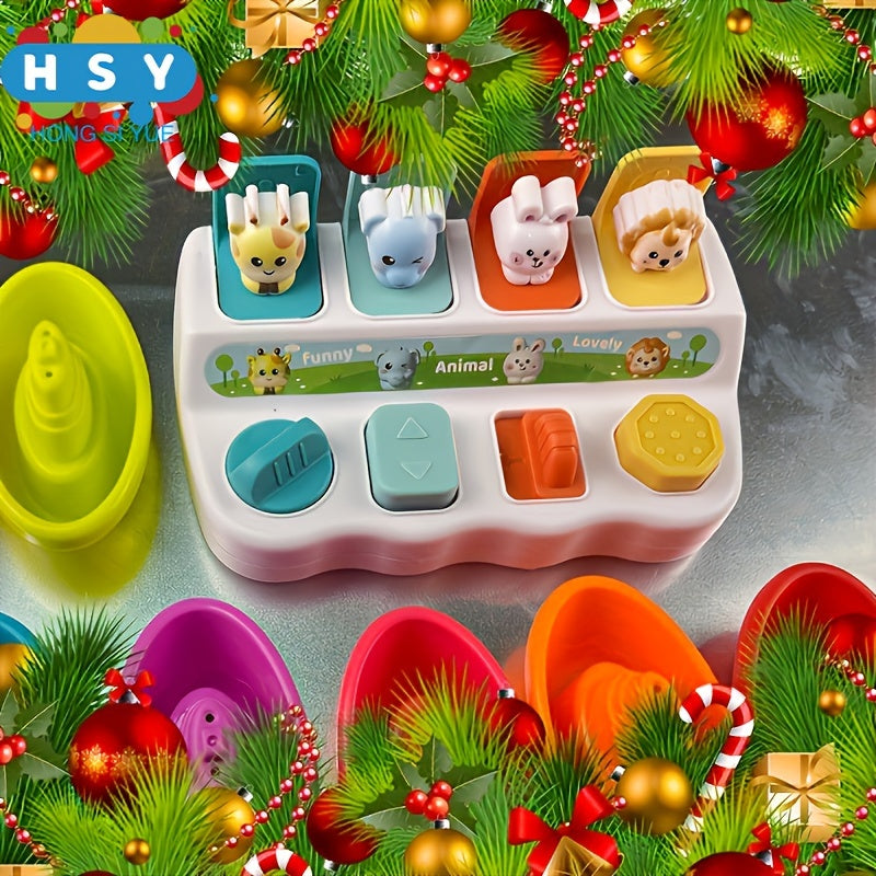 Interactive Pop-Up Animal Toy for Toddlers 12-36 Months Learning Box Educational Plastic