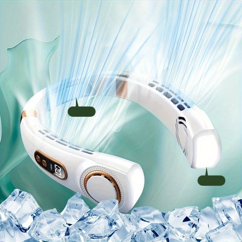 Set of 2 USB Neck Fans Portable Silent Cooling with Light and Long Battery