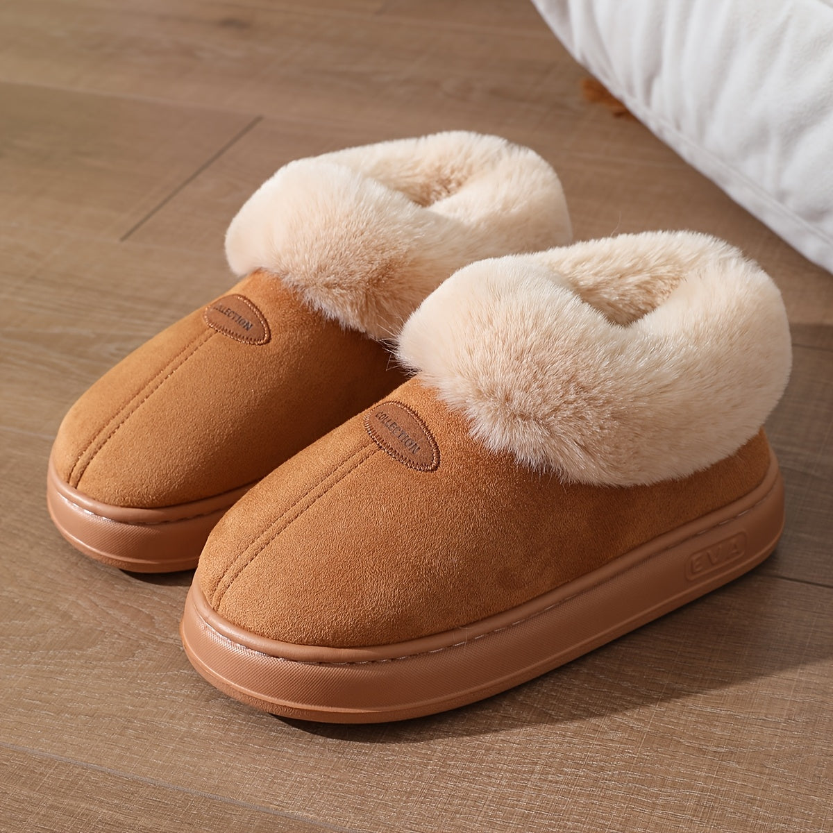 Women's Snow Boots Faux Fur Thick Sole Non-Slip Indoor Outdoor Slippers