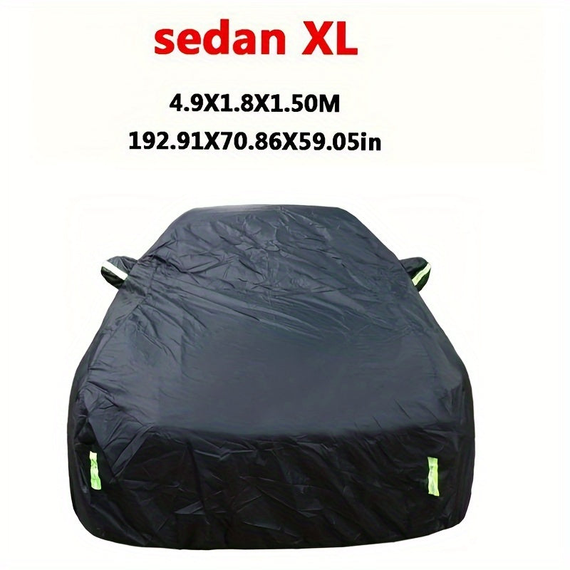 Universal avtomobil qopqog'i tashqi quyosh, qor, UV, suv o'tkazmaydigan, zipli, qora, S-XXL