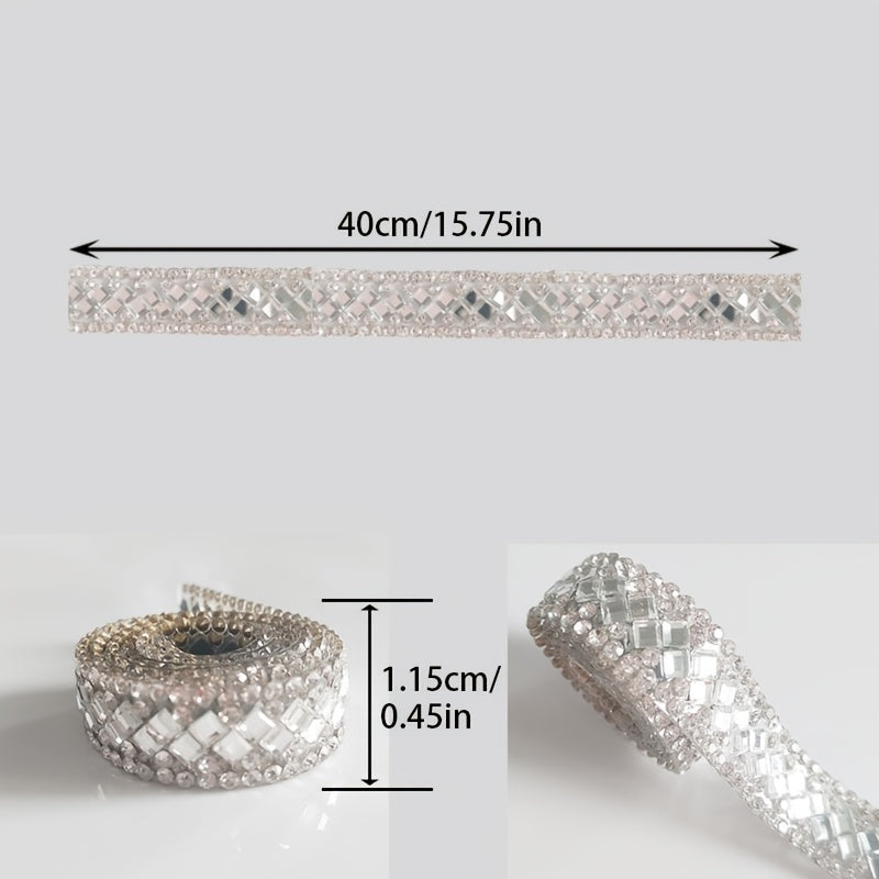 Self-Adhesive Rhinestone Strip Car Decoration Supplies Silver Glitter Tape