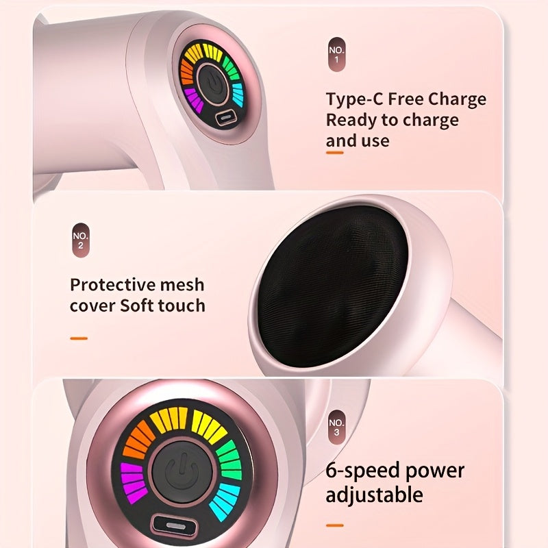 Qayta zaryadlanadigan YX-720 5-boshli massajchi, 6-tezlikli ixcham tugma bilan boshqariladigan