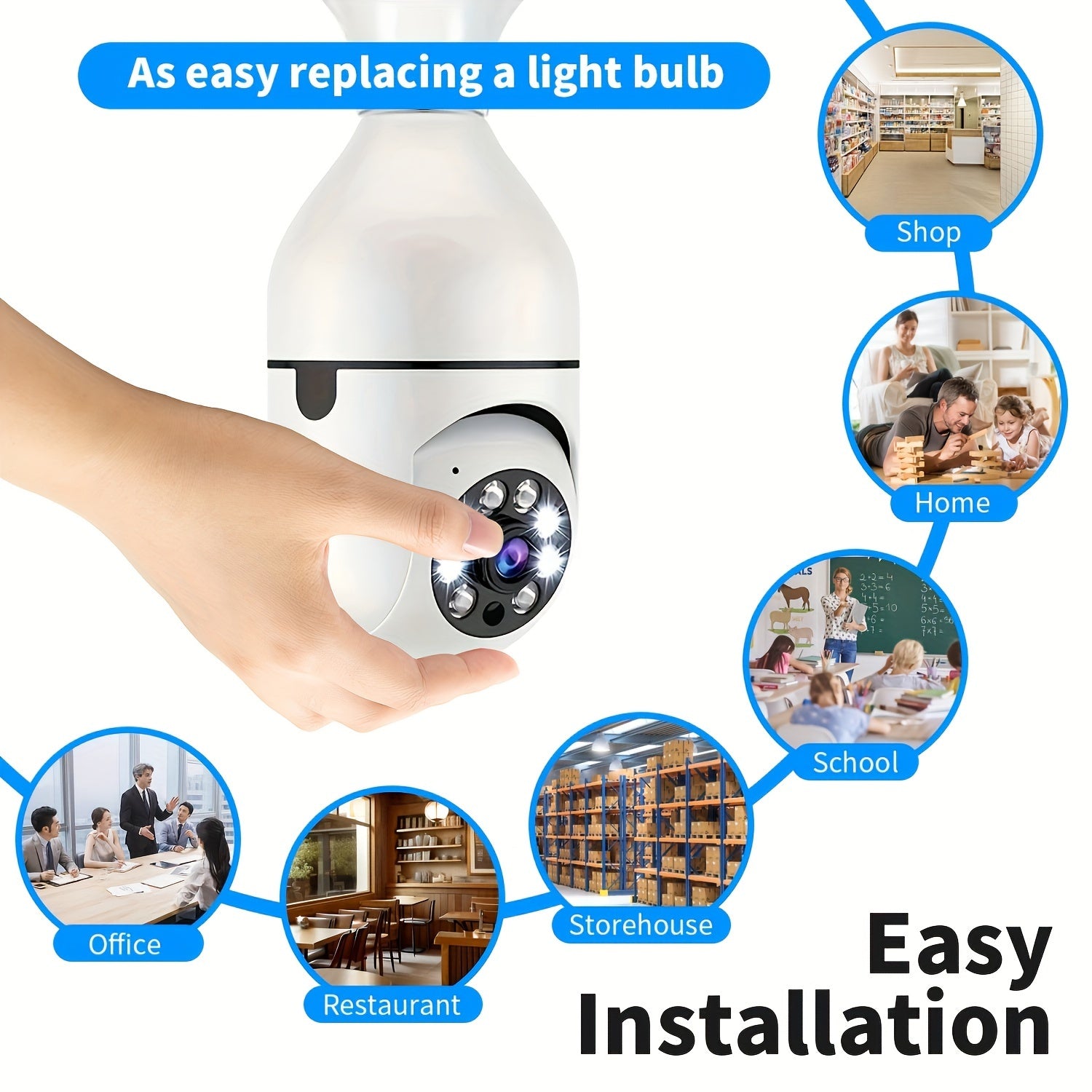 355° Indoor Outdoor Security Camera with Two-Way Audio Night Vision Motion Detection Wi-Fi