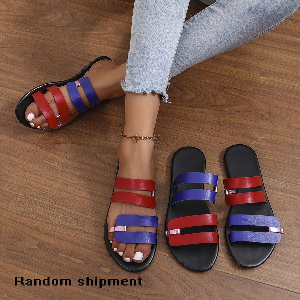 Women's Flat Sandals Comfortable Beach Shoes Black Versatile