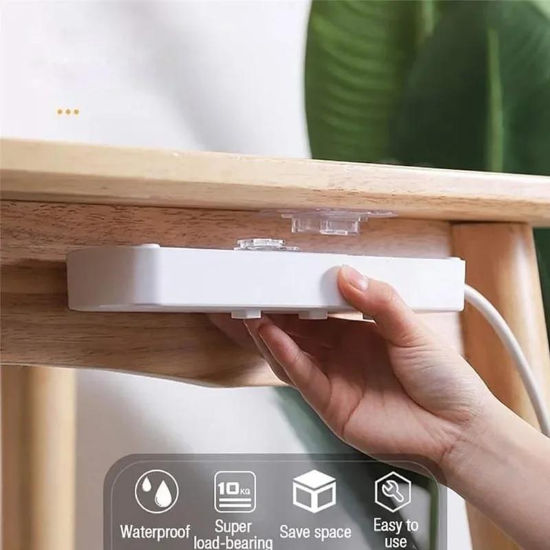 Clear Acrylic Wall Hooks with Strong Adhesive for Kitchen Bathroom Storage Adjustable Socket Holder