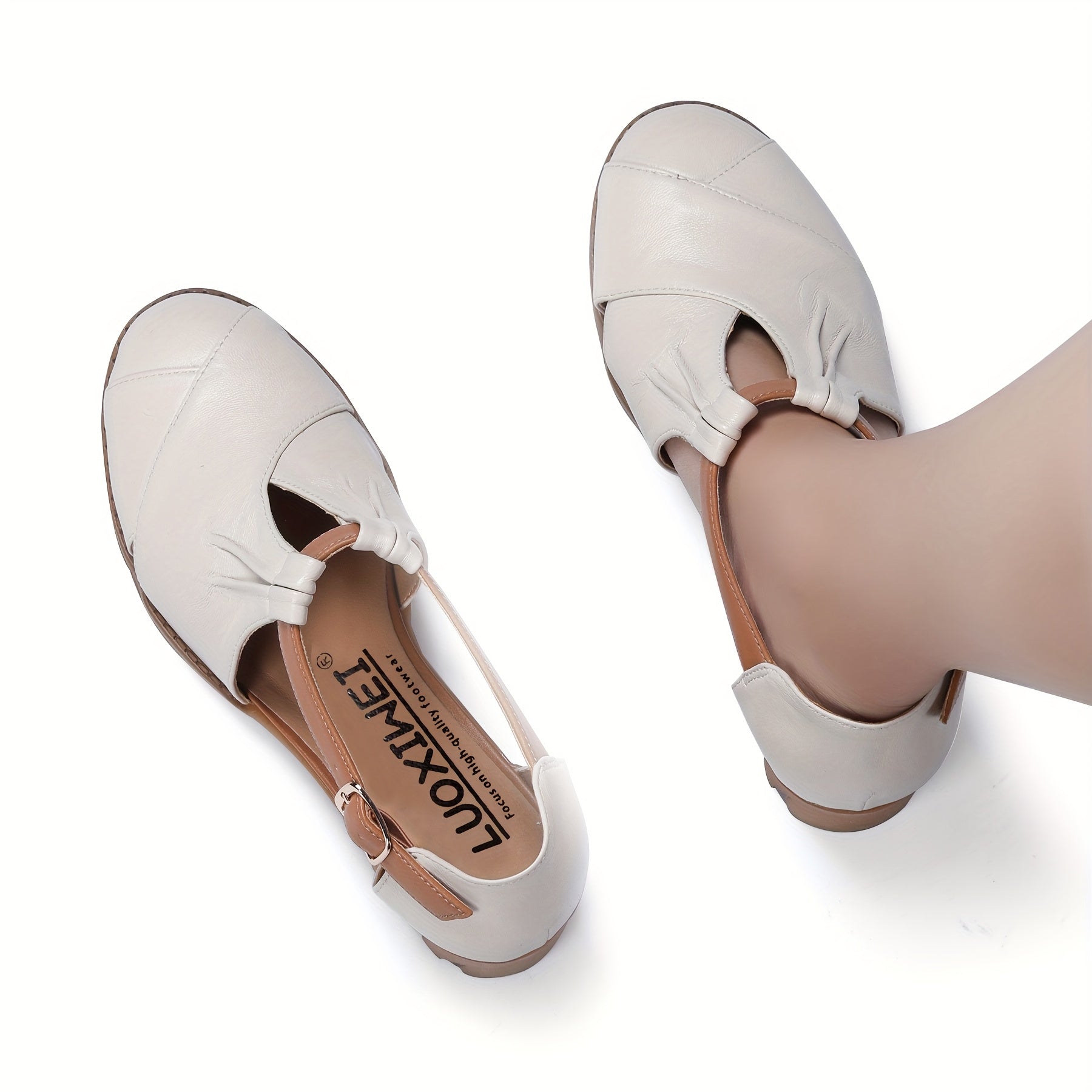 Women's Roman Sandals Cushioned PU Insole Non-Slip Rubber Sole Beige Summer