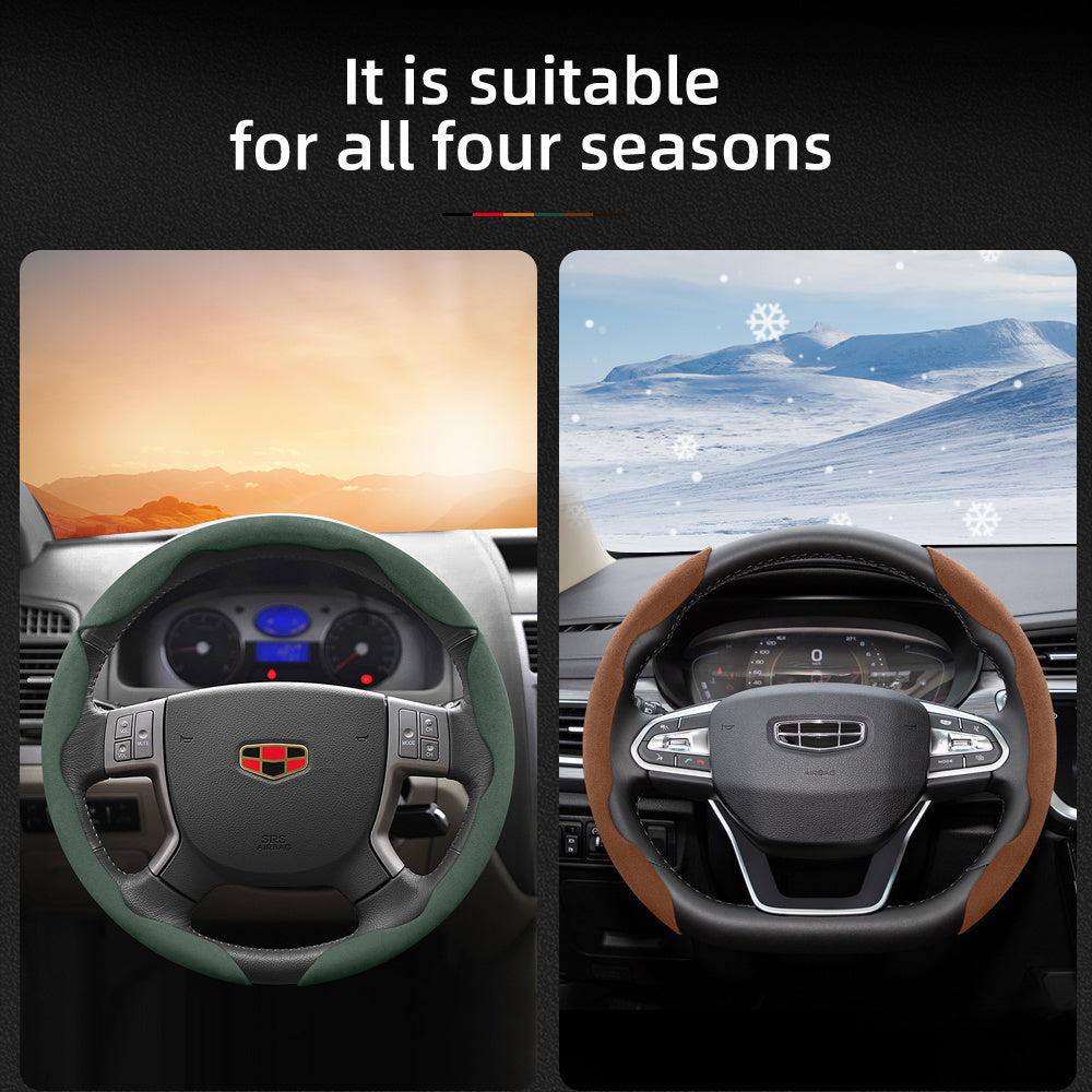 Universal Fleece Anti-Slip Ultra-Thin Steering Wheel Cover for All Seasons