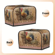 Bir dona Vintage Rooster Print Toaster Cover va ikki dona Wide Slot Toaster Cover. Ushbu zamonaviy qopqoqchalar kichik oshxona jihozlaringizni himoya qilish va ularni toza saqlash uchun mo'ljallangan. Ular tozalash uchun oson va sizning