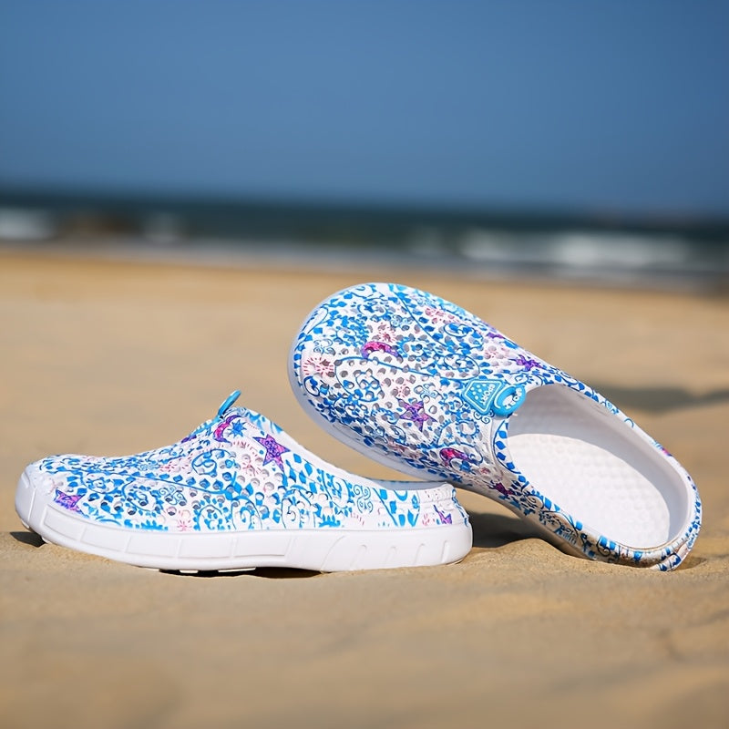 Women's EVA Slip-On Shoes with Star and Moon Pattern Flat Sandals