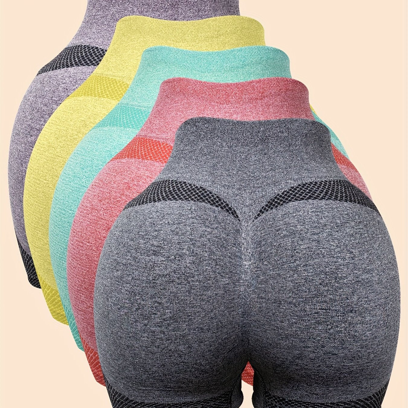 Women's Seamless High-Waisted Shorts Tummy Control Quick-Drying Fitness Lifting Set