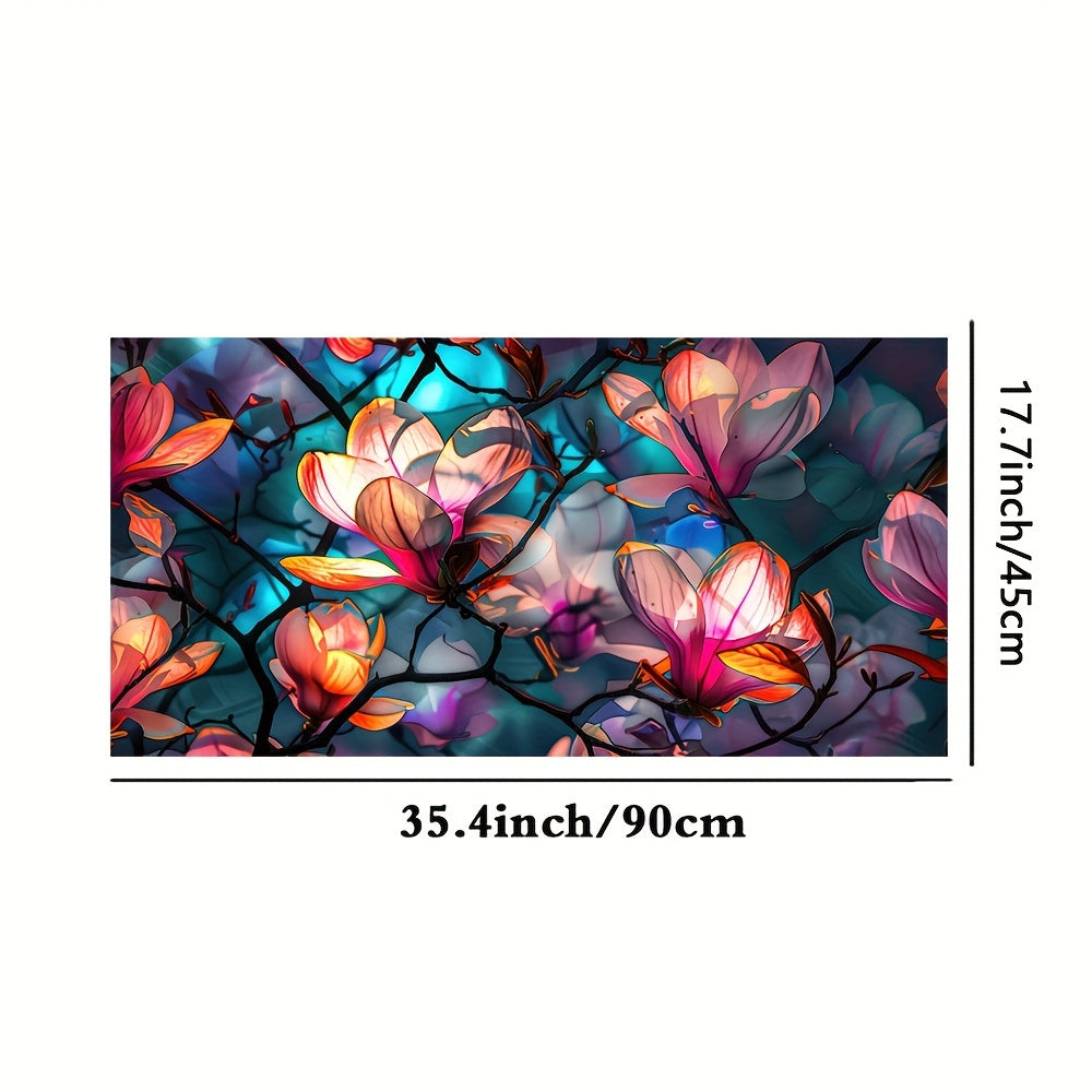 Reusable Floral Stained Glass Window Film Static Cling Rectangular Dull Finish
