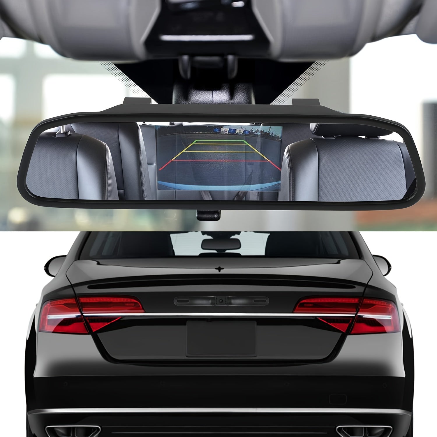 Avtomobil uchun orqa ko'rinish kamerasi, orqa ko'zgu to'plami, kechqurun ko'rish, keng burchak, oson o'rnatish