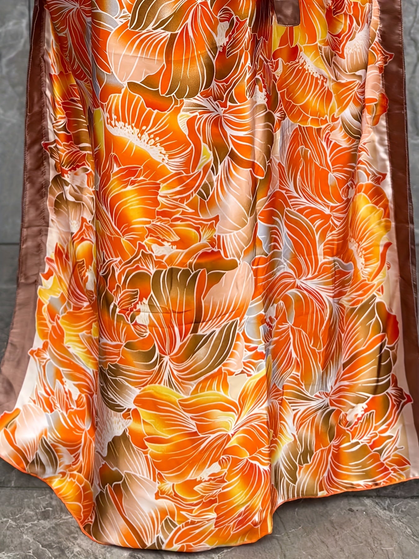 Плюс сайз женское платье-кафтан с цветочным принтом, короткий рукав, круглый вырез, свободный крой, длинная длина, тропический принт, лето, вечеринка, повседневный стиль