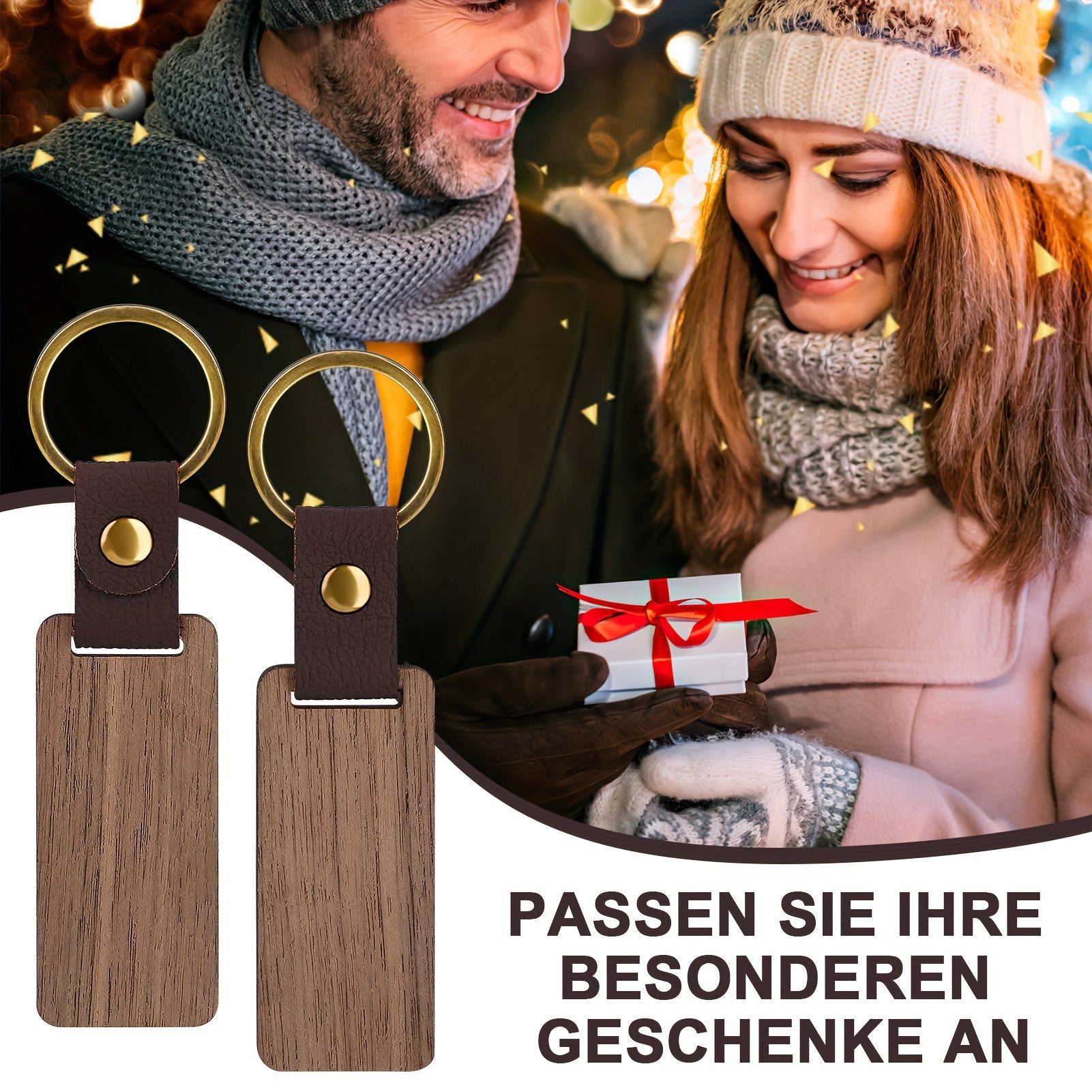 Set of 12 Personalized Wooden Keychains with Ring Buckle for Gifts and Crafts