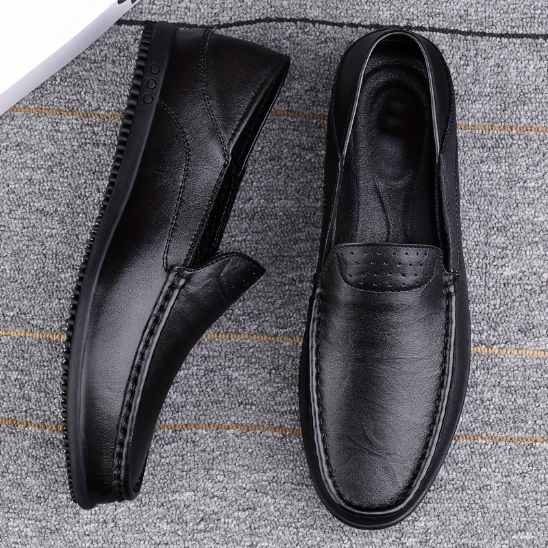 Men's Leather Loafers Slip-On Non-Slip Rubber Sole Durable Comfort