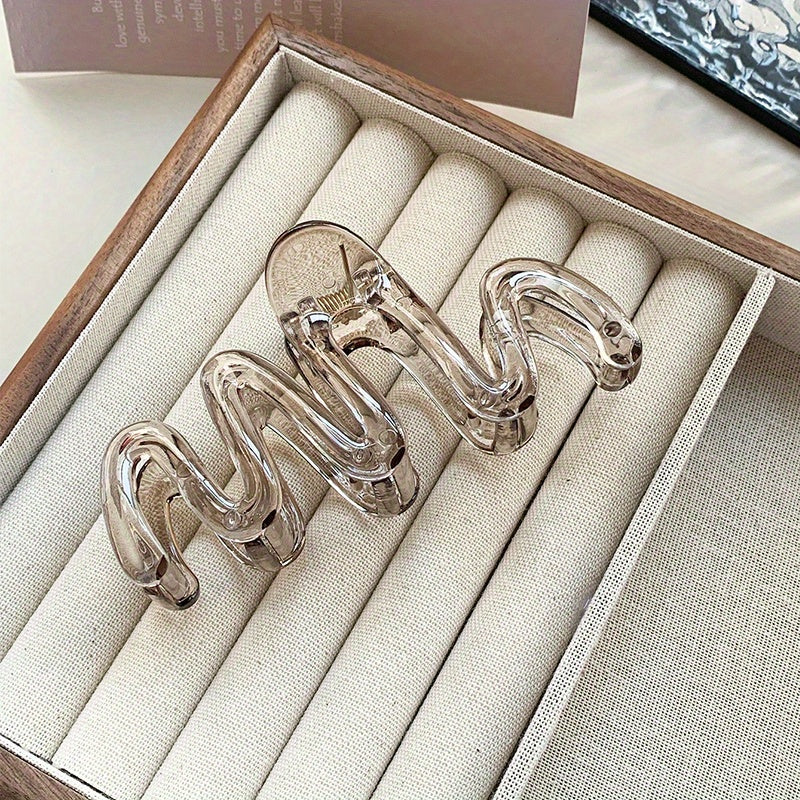 Women Wavy Shark Hair Clips Set of 3 Polyester Casual Hair Accessories