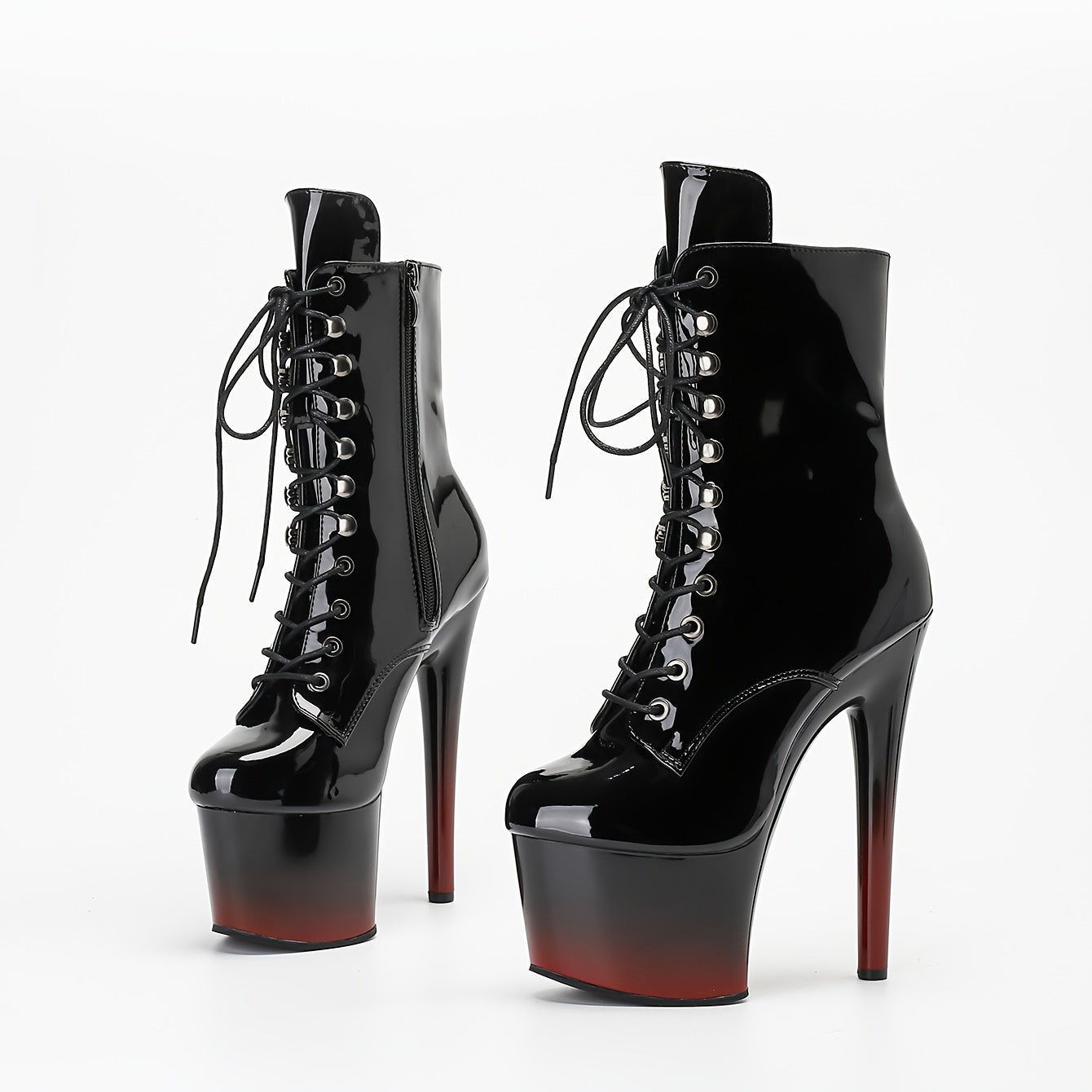 Women's Mid-Calf Boots 17cm Heel Synthetic Upper Color Block Zipper