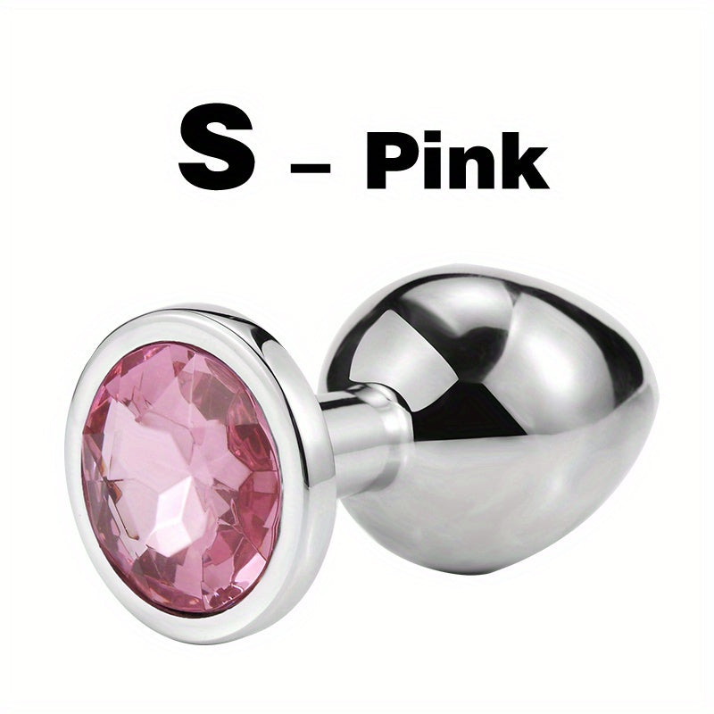 Adult Metal Anal Plug Butt Plug with Gem Base, Couples Sex Toy