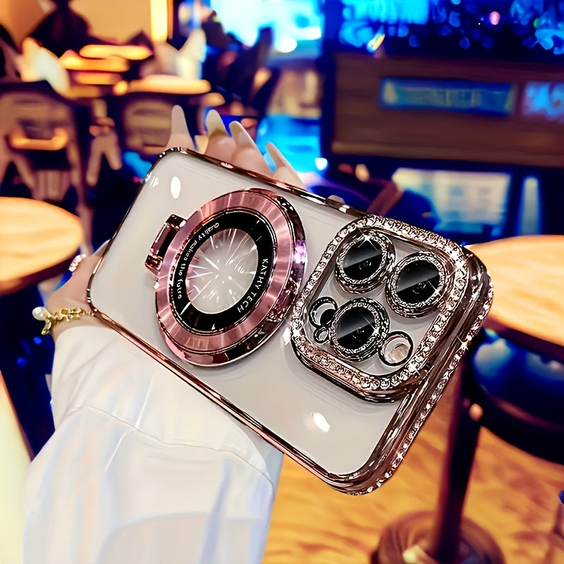 Magnetic Invisible Phone Case for iPhone 11-16 with Lens Protection and Stand