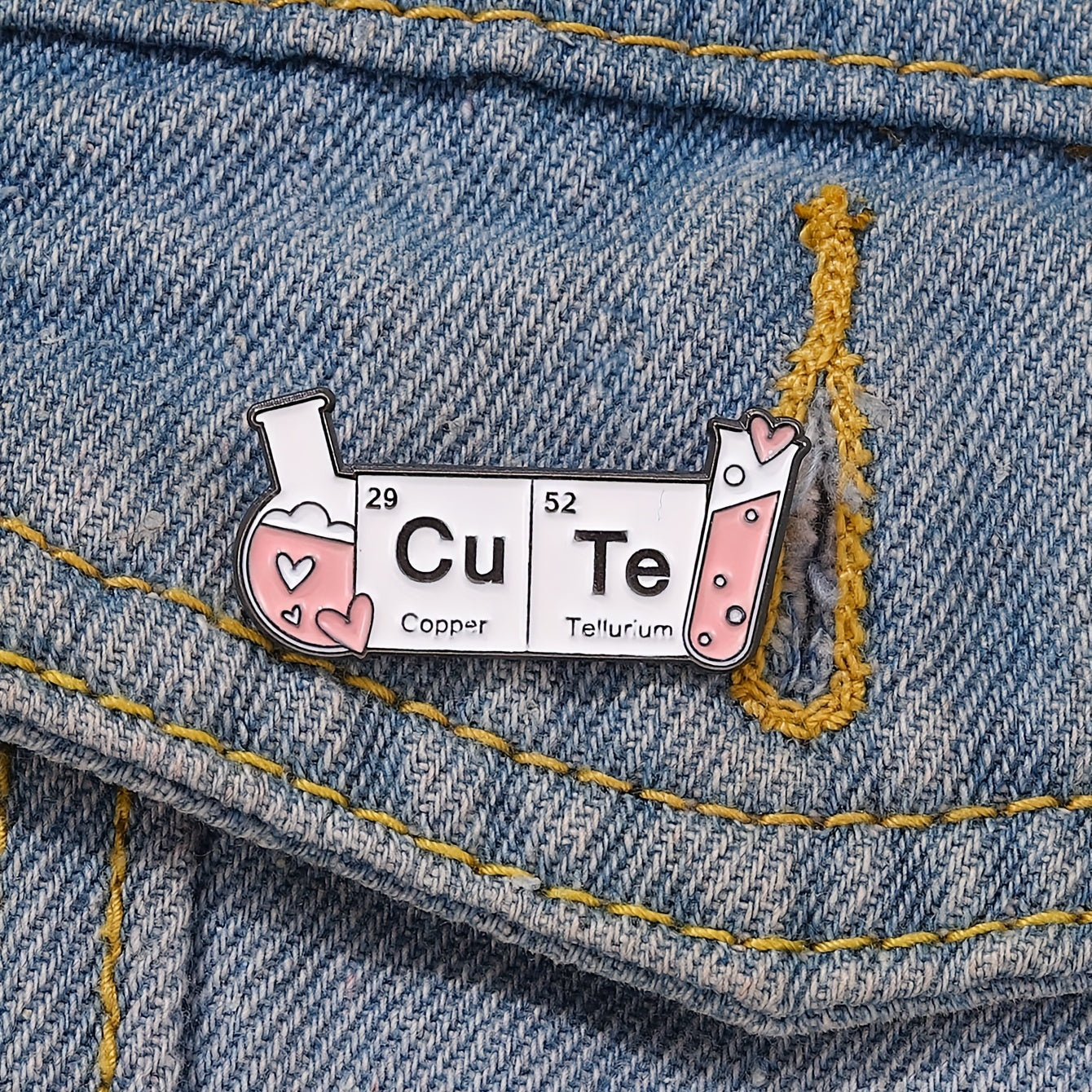 Chemistry Brooch Copper Tellurium Periodic Table Laboratory Beaker Flask Science Accessory