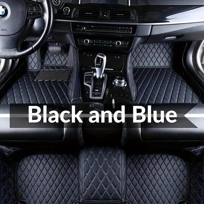 Ford Focus 2006-2011 Car Floor Mats PU Leather Quilted Diamond Pattern Black Interior Protection