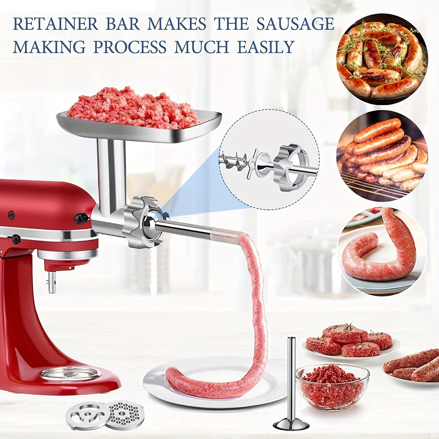 Meat Grinder Attachment Set for KitchenAid Stand Mixers Durable Reusable Food Processor