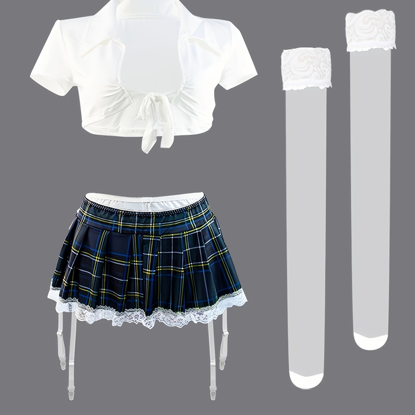 Conjunto de uniforme de otoño e invierno para mujer con medias seductoras y falda JK