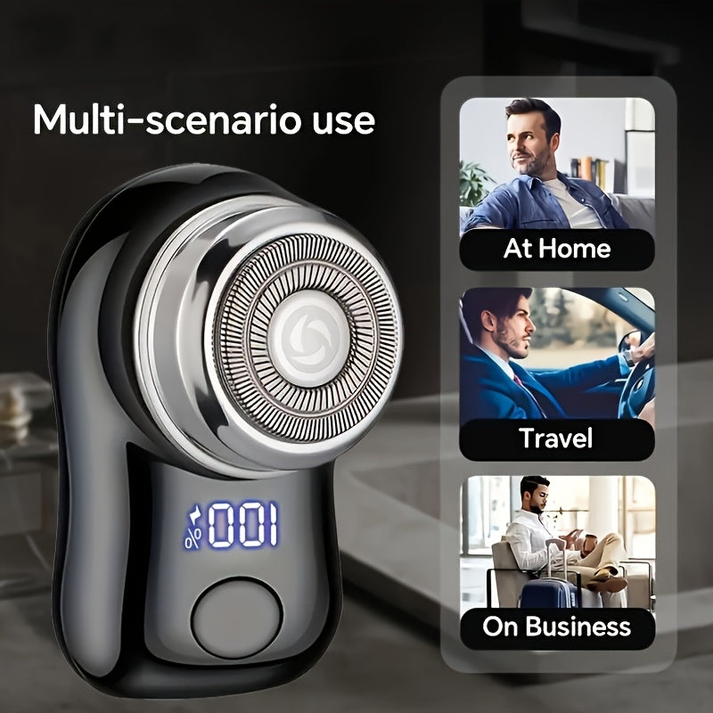 Afeitadora eléctrica mini para hombres con pantalla digital, recargable, impermeable y de acero inoxidable