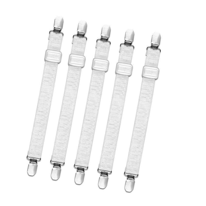 Elastic Bed Sheet Clips Non-Slip Adjustable White Nylon for Mattress Covers Sofa Cushions