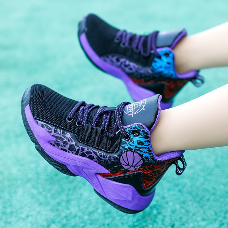 Kids' Mid-Top Athletic Sneakers with Stripe Pattern Breathable All-Season for Boys and Girls