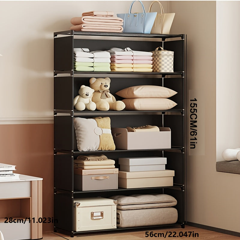 Металлическая стеллаж для хранения с 7 уровнями, черный глянцевый, настенный органайзер для кухни, спальни, ванной