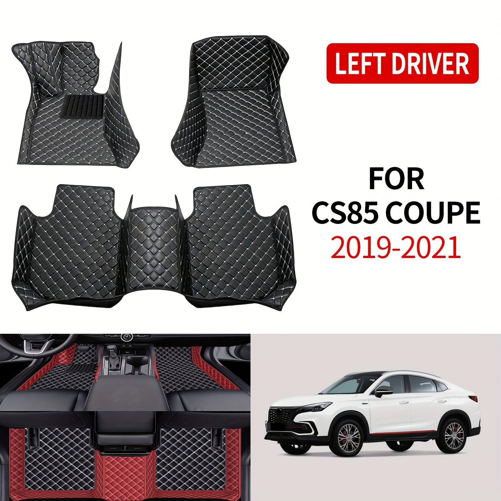 Car Faux Leather Seat Cover Set All-Season Non-Slip Easy to Clean