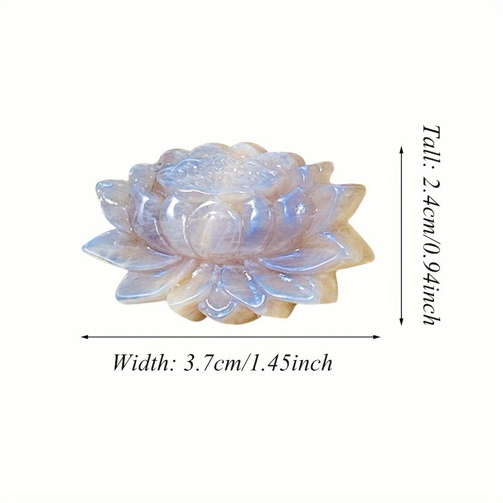 Ручная работа Лунный камень Лотос Цветок Скульптура Кристалл-камень Искусственный драгоценный камень Домашний декор