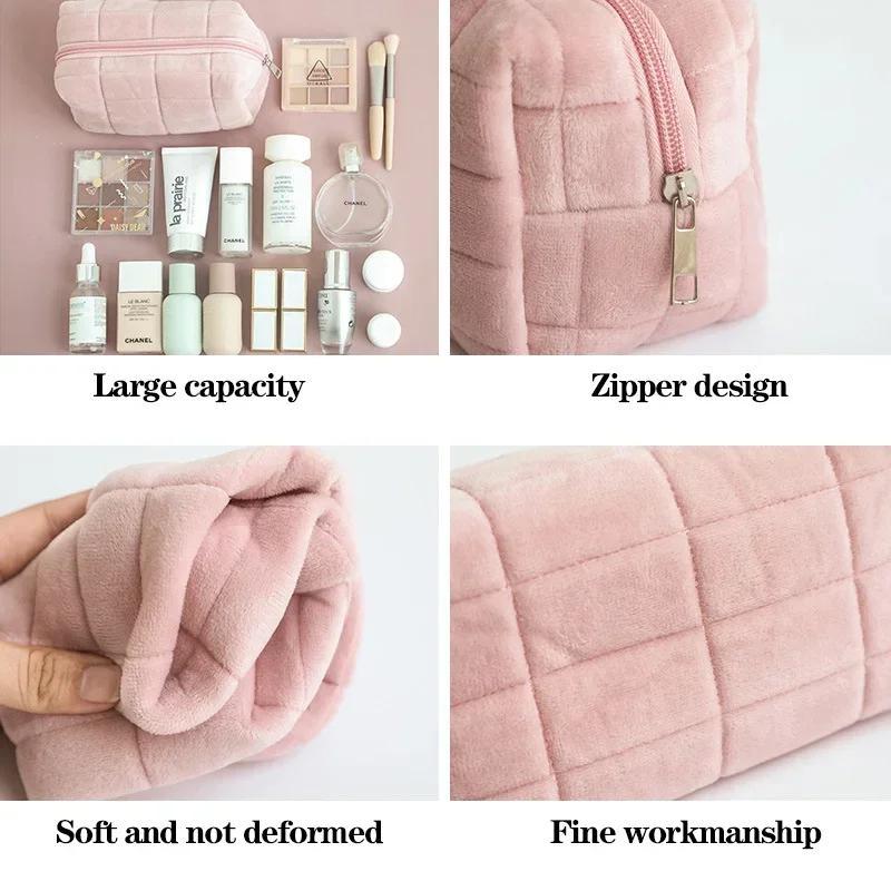 Large Capacity Solid Color Velvet Pencil Case for Girls and Office Use