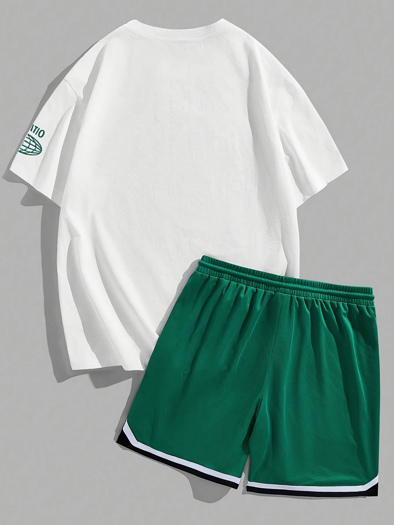 Men's Summer Casual Basketball Graphic Print T-Shirt and Shorts Set