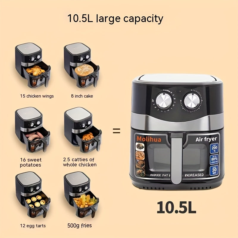 Freidora de aire eléctrica 10.5L 2200W Pantalla digital cesta de acero inoxidable