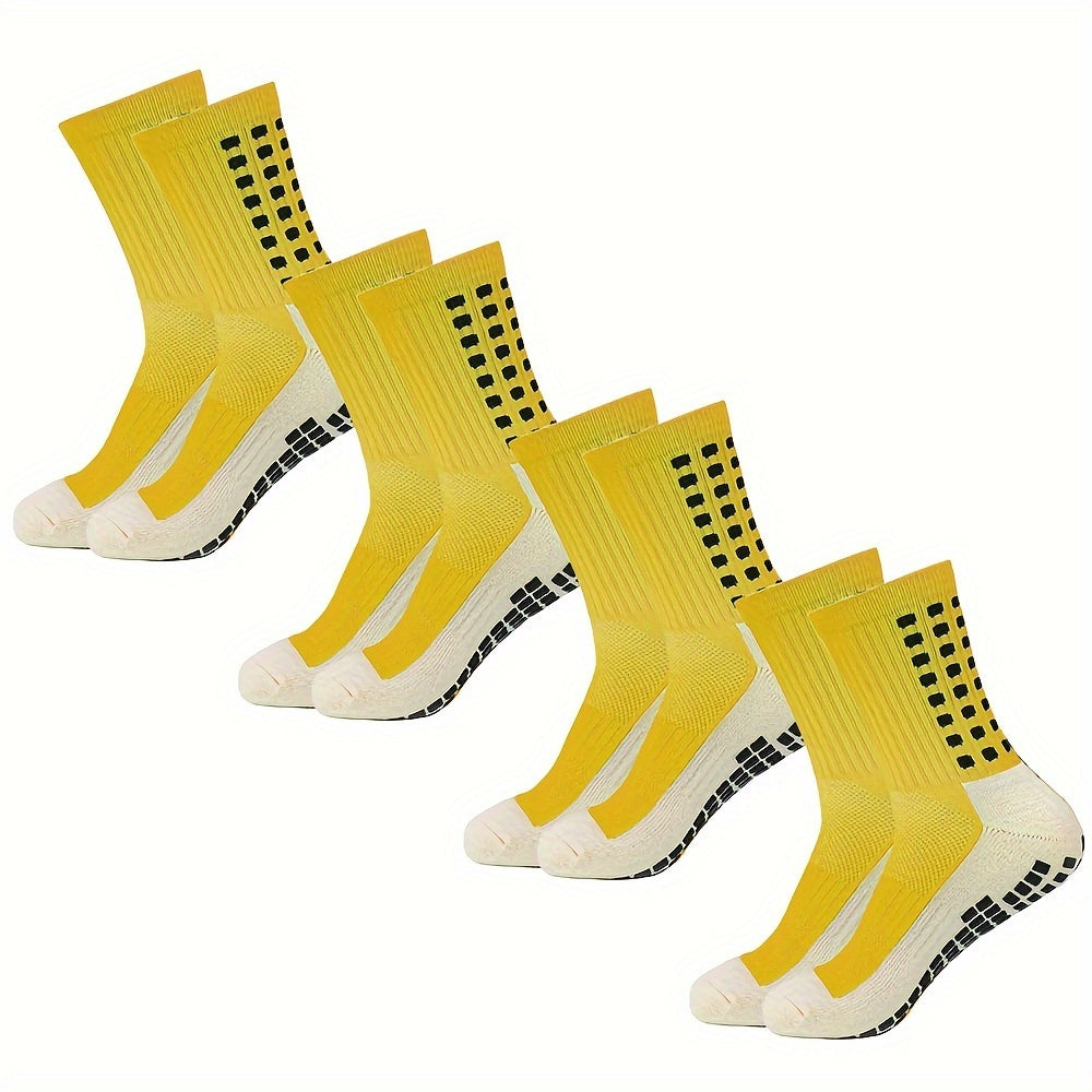 Men's Football Socks 4 Pairs Knit Polyester Terry Bottom Anti-Slip Wear-Resistant