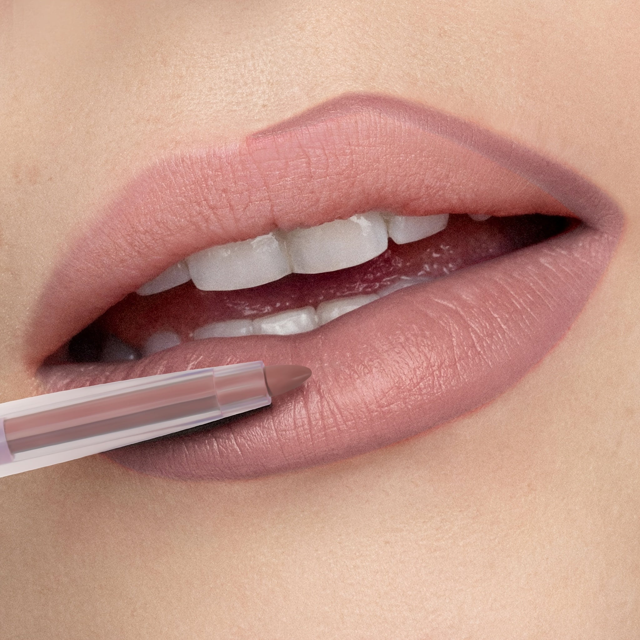 Lápiz de perfilador y barra de labios mate a prueba de agua y de larga duración para labios en tono nude rosa y púrpura, que también funciona como tinte de labios y barra de cera cosmética.
