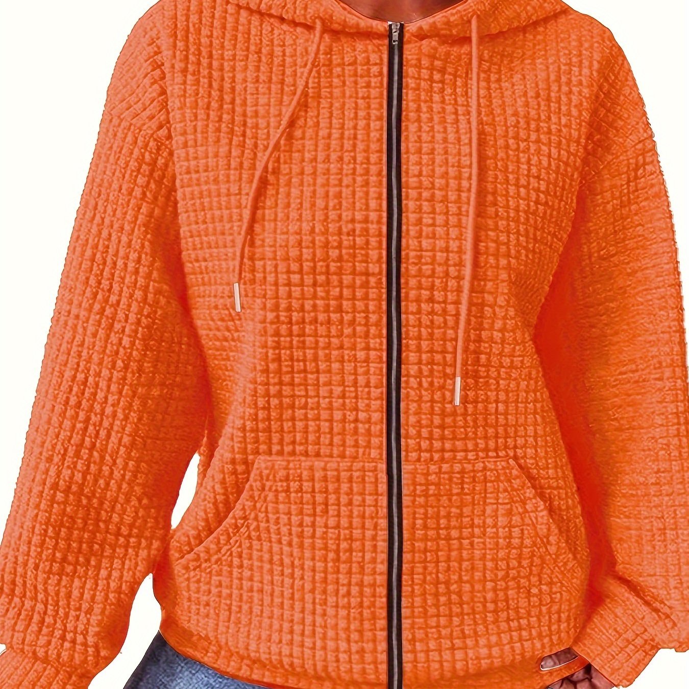 Sudadera con capucha de talla grande con bolsillos laterales, cremallera en el frente, manga larga, sudadera casual