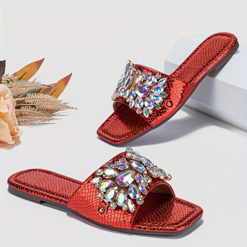 Women's Rhinestone Flat Summer Sandals Lightweight Comfortable