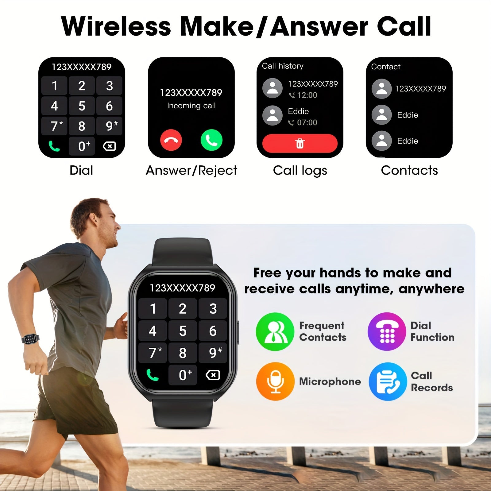 HD 1.83 Inch Touch Screen Smartwatch for Men Women Waterproof IP67 Fitness Tracker with Calls and Sports Modes